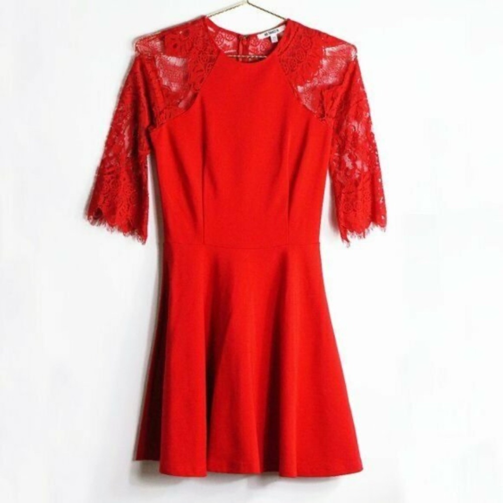 BB Dakota Yale Lace Panel Fit & Flare Cocktail